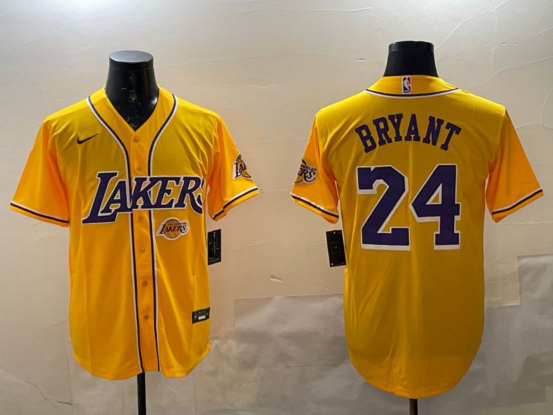 Men Los Angeles Lakers #24 Bryant Yellow Joint Name Nike 2025 NBA Jersey style 4->oakland athletics->MLB Jersey